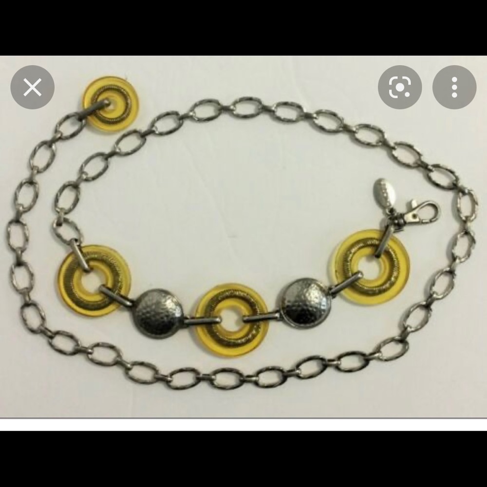 Chico’s silver medal & yellow lucite chain link belt